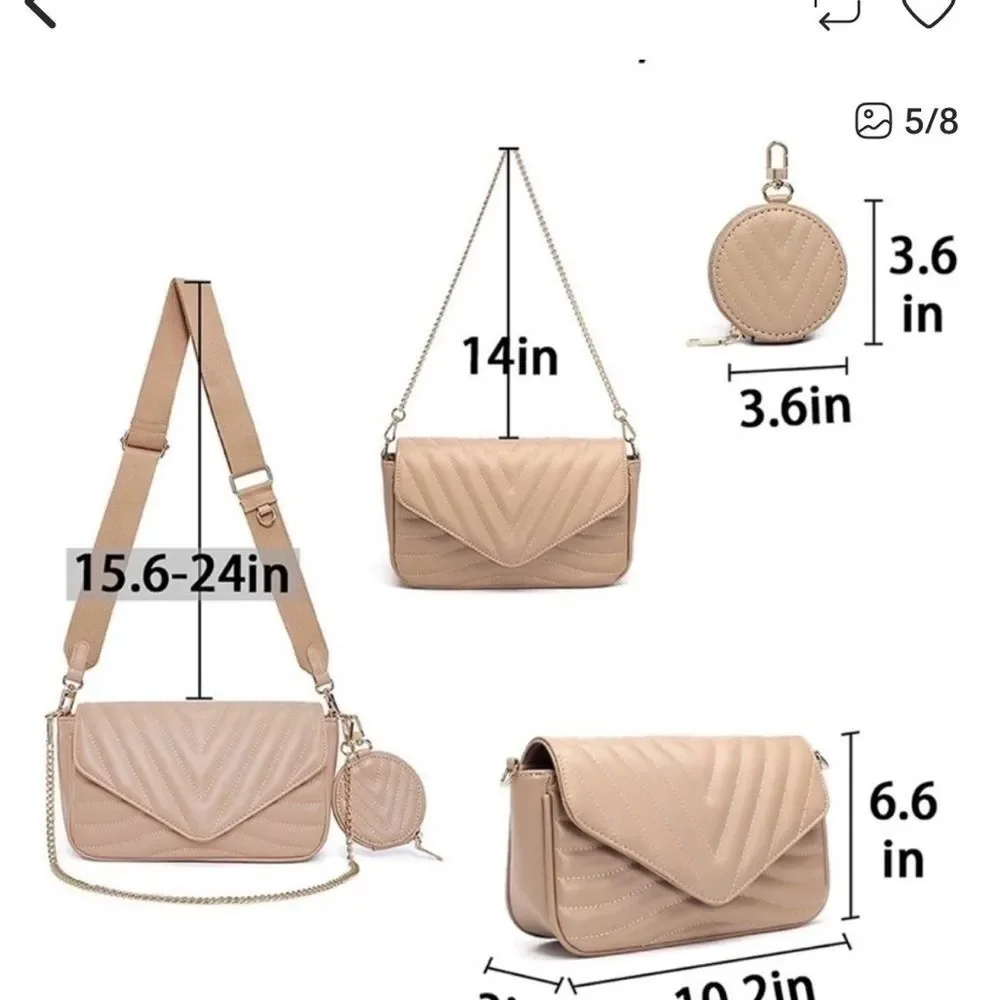 Ant Expedition Beige Quilted Cross with Coin Purse - Chain not Included